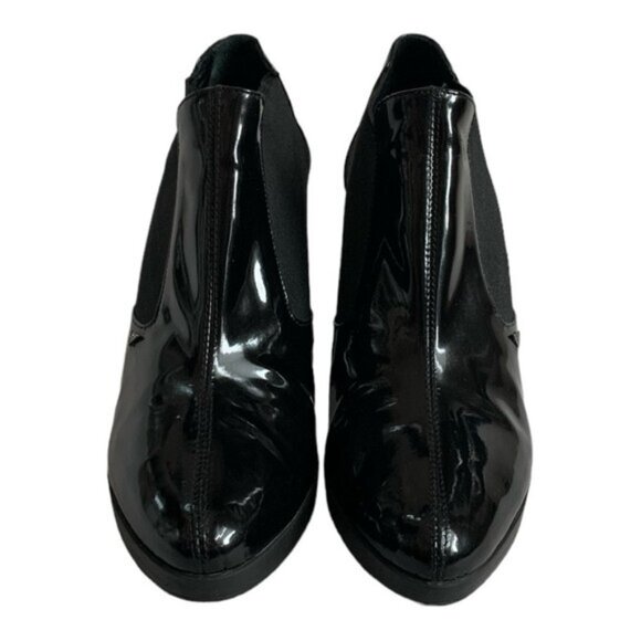 EMPORIO ARMANI Black Patent Leather Chelsea Ankle Boots Size 8-8.5 - Picture 6 of 12